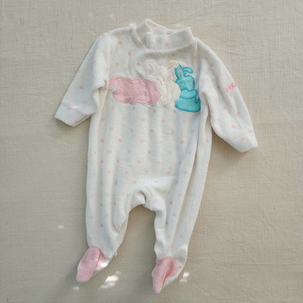 Vintage Absorba Bunny Polka Dot Pajamas 0-3 months